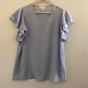 Women’s Baby Blue Ruffle Sleeve Top XL